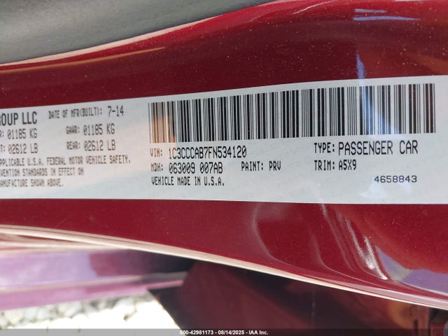 Chrysler 200 2015 1C3CCCAB7FN534120 Image 9