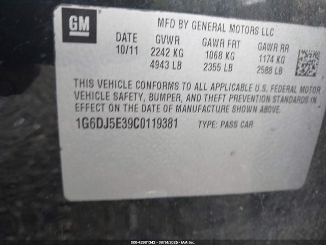 2012 CADILLAC CTS 1G6DJ5E39C0119381 Photo 8