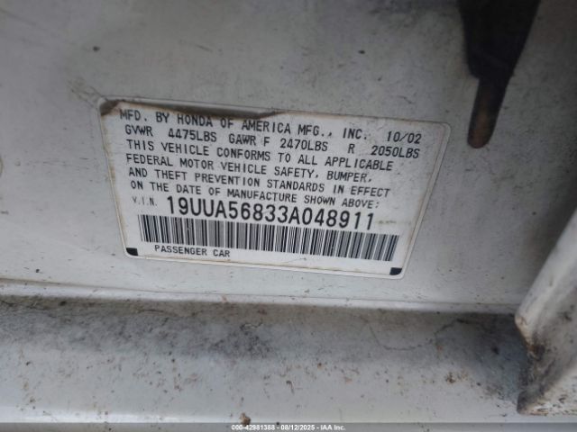 2003 ACURA TL 19UUA56833A048911 Photo 8