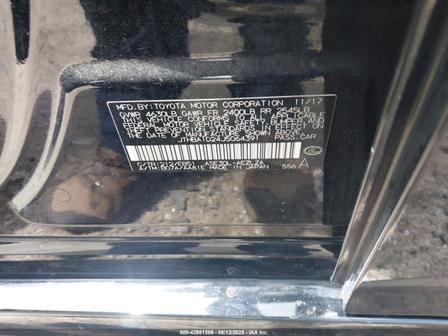 Lexus 8ar-fts 2018 JTHBA1D24J5064391 Image 9