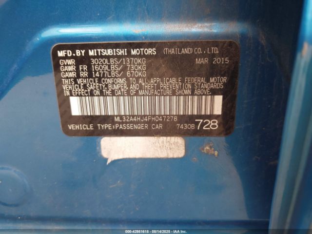 2015 MITSUBISHI MIRAGE ML32A4HJ4FH047278 Photo 8