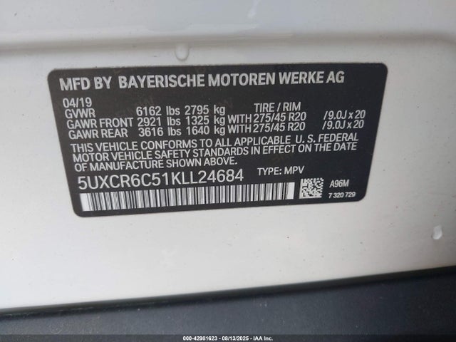 5UXCR6C51KLL24684 BMW X5