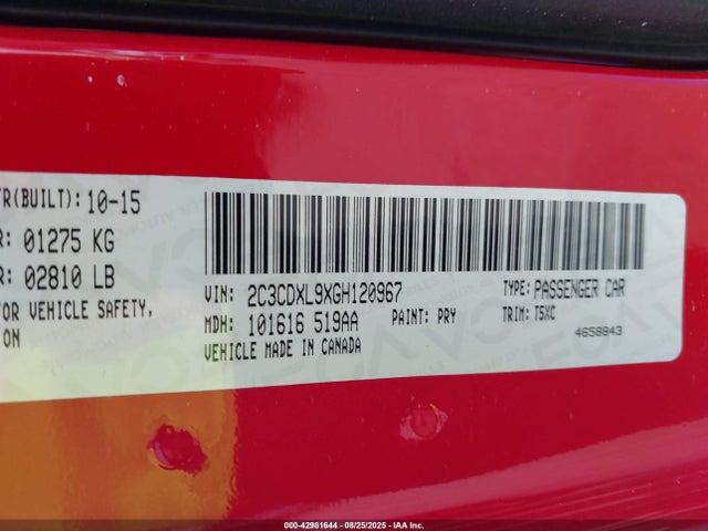 2C3CDXL9XGH120967 Dodge 2016