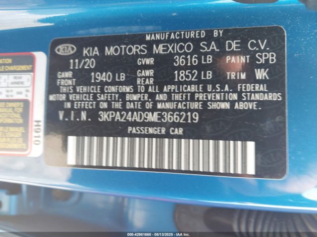 2021 KIA RIO 3KPA24AD9ME366219 Photo 8