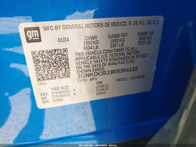 Chevrolet x0c+ec5 2024 3GNKDCRJ3RS204122 Image 9