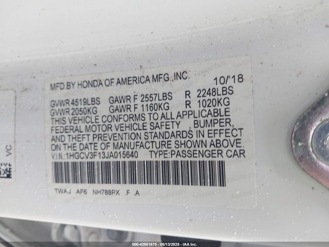 1HGCV3F13JA015640 Honda lfb1/lfb2