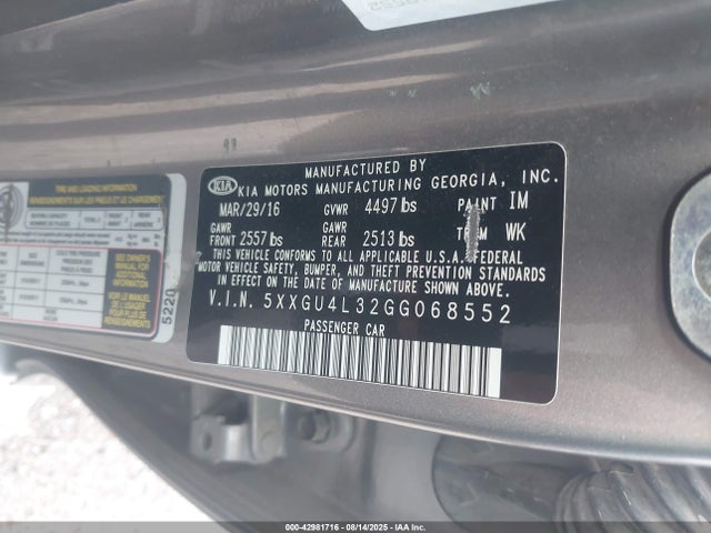 5XXGU4L32GG068552 KIA t-gdi theta ii