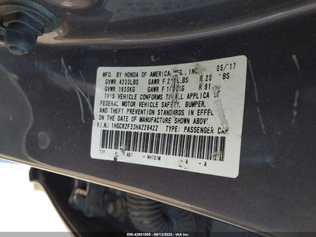 1HGCR2F33HA228422 Honda k24w1