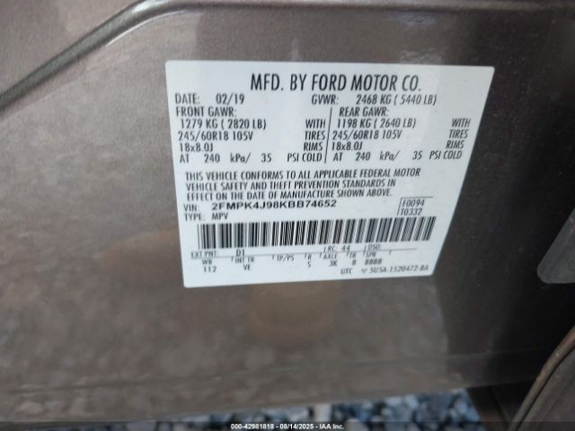 2019 FORD EDGE 2FMPK4J98KBB74652 Photo 8