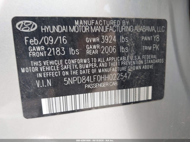 Hyundai Elantra 2017 5NPD84LF0HH022547 Image 9