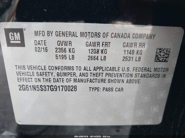 2016 CADILLAC XTS 2G61N5S37G9170028 Photo 8