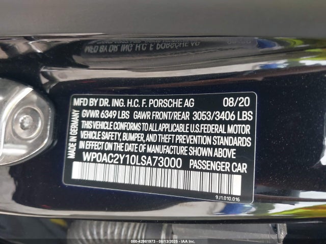 Porsche Taycan 2020 WP0AC2Y10LSA73000 Image 9