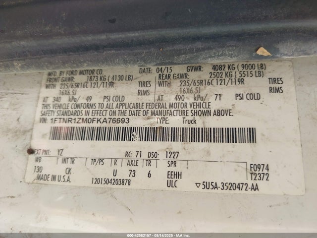 Ford Transit 2015 1FTNR1ZM0FKA76693 Image 9