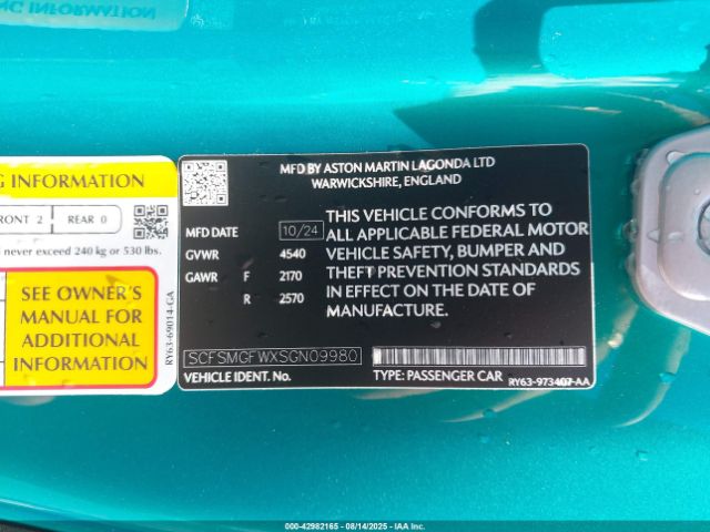 2025 ASTON MARTIN VANTAGE SCFSMGFWXSGN09980 Photo 8