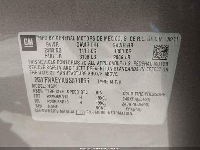 2011 CADILLAC SRX 3GYFNAEYXBS671066 Photo 8