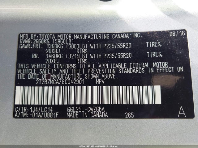 Lexus RX 2016 2T2BZMCA7GC042901 Image 9