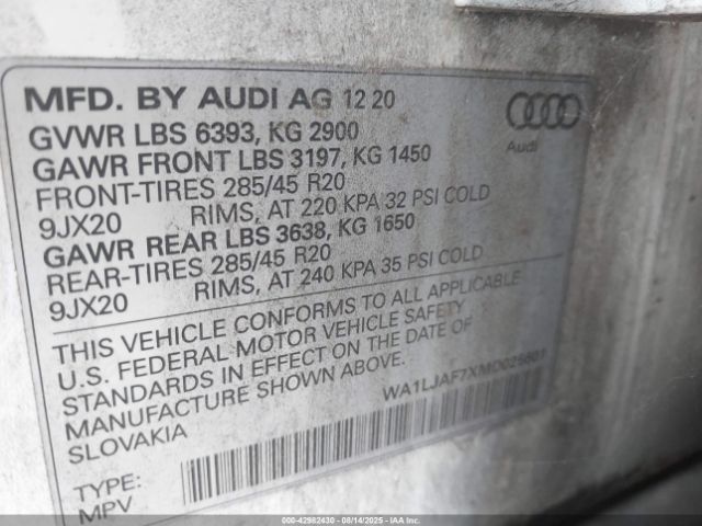 2021 AUDI Q7 WA1LJAF7XMD025601 Photo 8