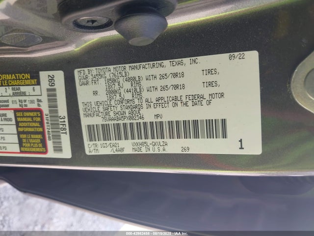 Toyota v35a-fts, 1tm 2023 7SVAAABA5PX002346 Image 9