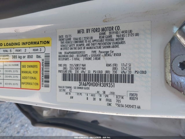 Ford 2015 2015 3FA6P0HD0FR309351 Image 9