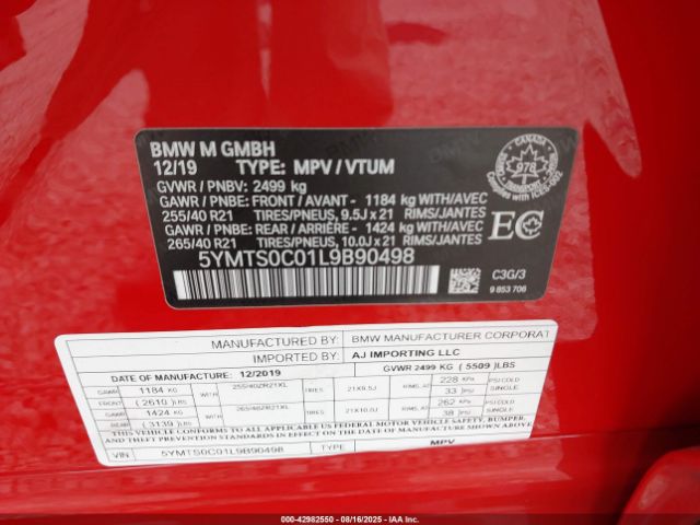 2020 BMW X3 M 5YMTS0C01L9B90498 Photo 8