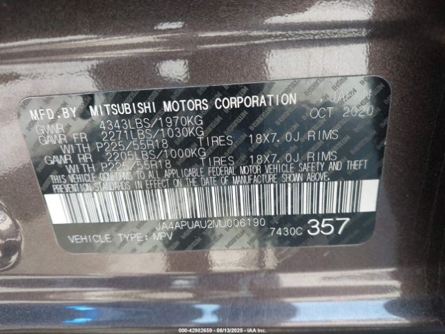 2021 MITSUBISHI OUTLANDER SPORT JA4APUAU2MU006190 Photo 8