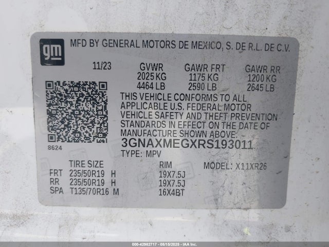 3GNAXMEGXRS193011 Chevrolet lsd