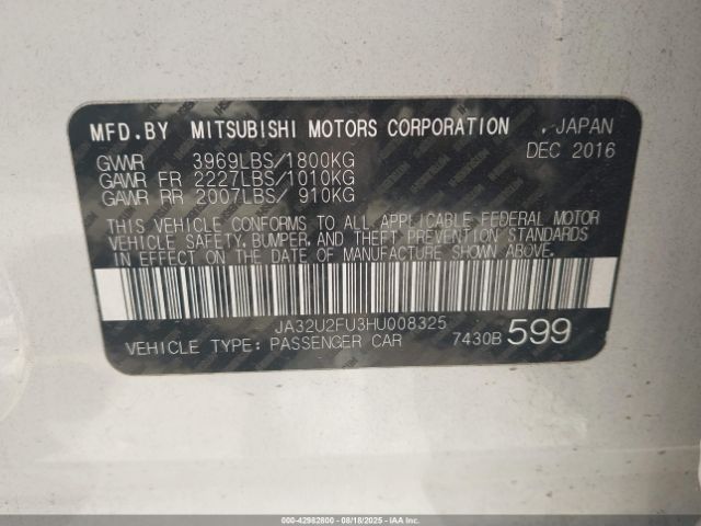 2017 MITSUBISHI LANCER JA32U2FU3HU008325 Photo 8