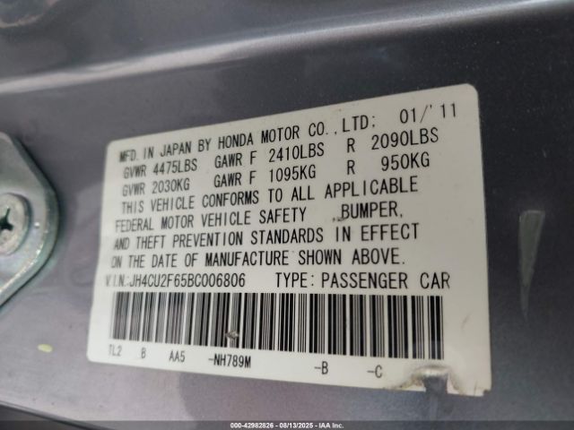 2011 ACURA TSX JH4CU2F65BC006806 Photo 8
