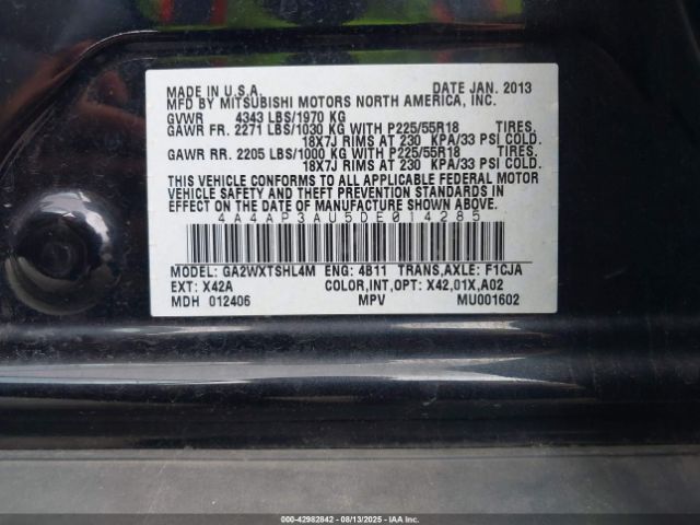 2013 MITSUBISHI OUTLANDER SPORT 4A4AP3AU5DE014285 Photo 8