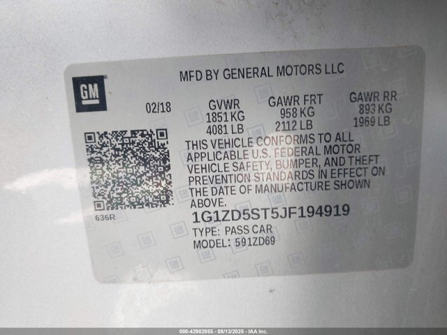 Chevrolet MALIBU LT 2018 1G1ZD5ST5JF194919 Image 9