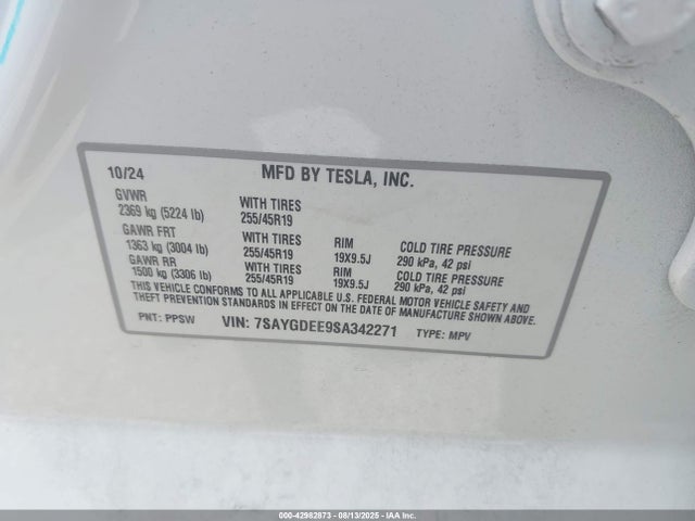 2025 TESLA MODEL Y 7SAYGDEE9SA342271 Photo 8