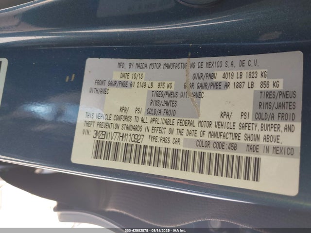 3MZBN1V77HM110927 Mazda pe