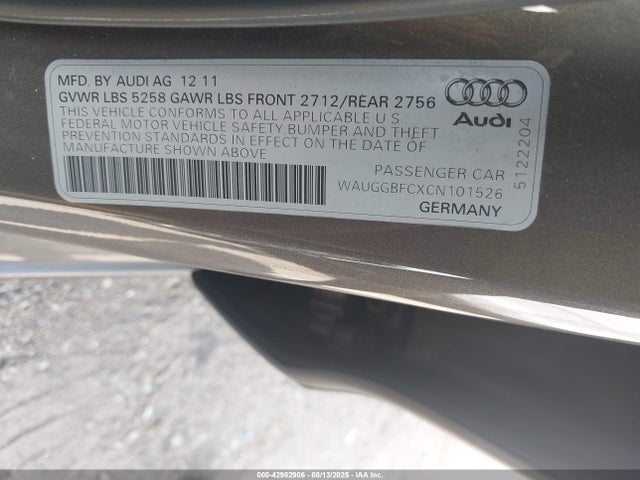 2012 AUDI A6 WAUGGBFCXCN101526 Photo 8