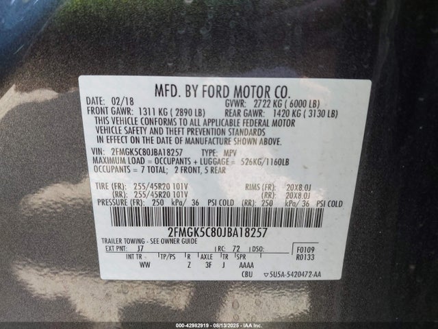 Ford Flex 2018 2FMGK5C80JBA18257 Image 9