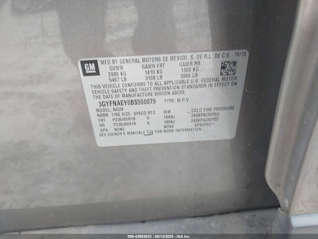 2011 CADILLAC SRX 3GYFNAEY6BS550079 Photo 8