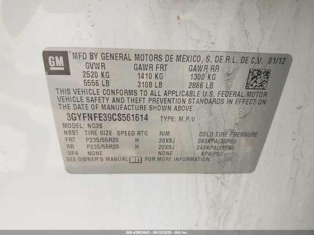 2012 CADILLAC SRX 3GYFNFE39CS561614 Photo 8