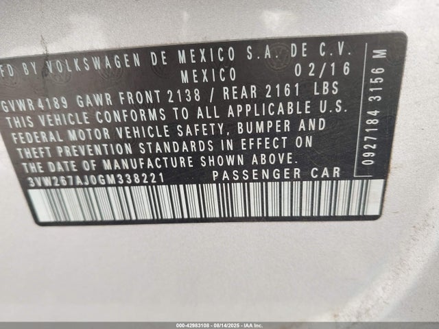 3VW267AJ0GM338221 Volkswagen 1.4t