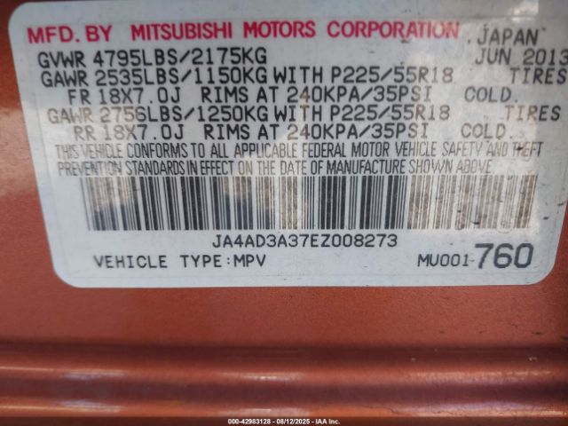 2014 MITSUBISHI OUTLANDER JA4AD3A37EZ008273 Photo 8