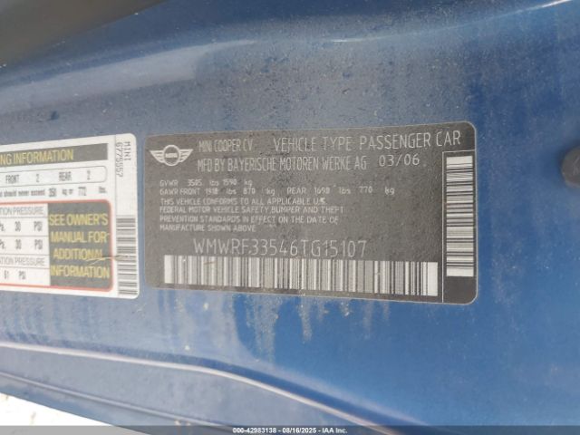 2006 MINI COOPER WMWRF33546TG15107 Photo 8