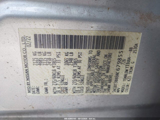 Nissan 2022 2022 5N1BT3BB6NC679855 Image 9