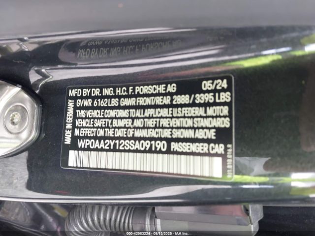 2025 PORSCHE TAYCAN WP0AA2Y12SSA09190 Photo 8