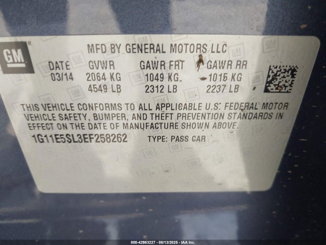 Chevrolet lkw 2014 1G11E5SL3EF258262 Image 9