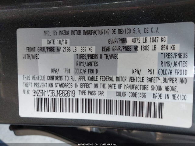 3MZBN1V36JM262619 Mazda py