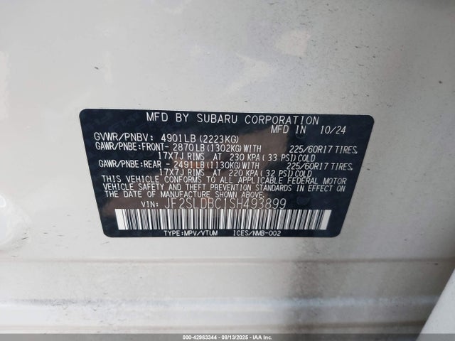 Subaru na 2025 JF2SLDBC1SH493899 Image 9