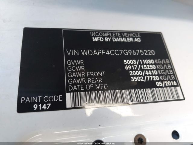 2016 MERCEDES-BENZ SPRINTER 3500 WDAPF4CC7G9675220 Photo 8