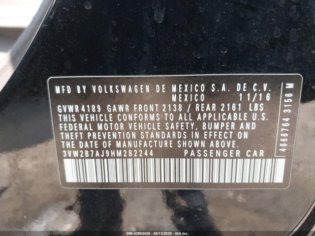 Volkswagen 1.4 tsi 2017 3VW2B7AJ9HM282244 Image 9
