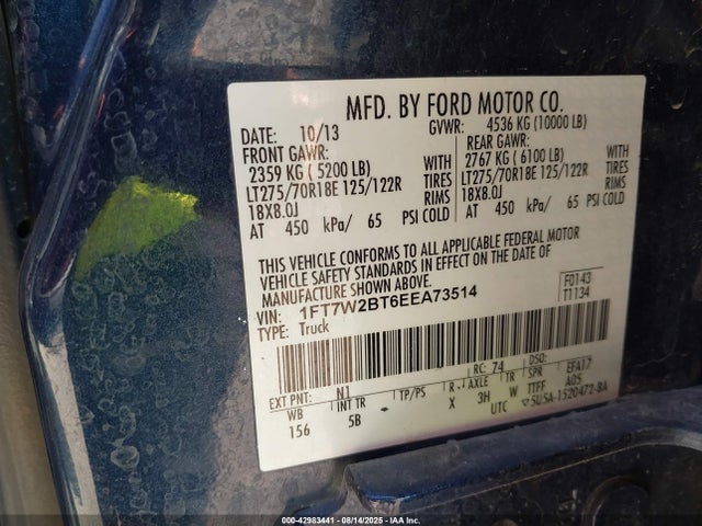 Ford F-250 Lariat 2014 1FT7W2BT6EEA73514 Image 9