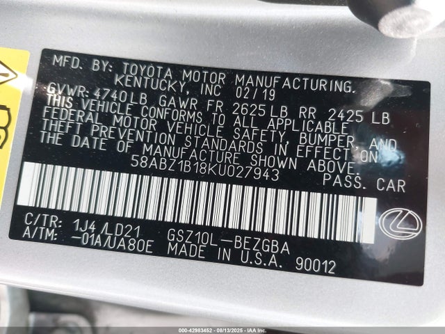 58ABZ1B18KU027943 Lexus 2gr-fks