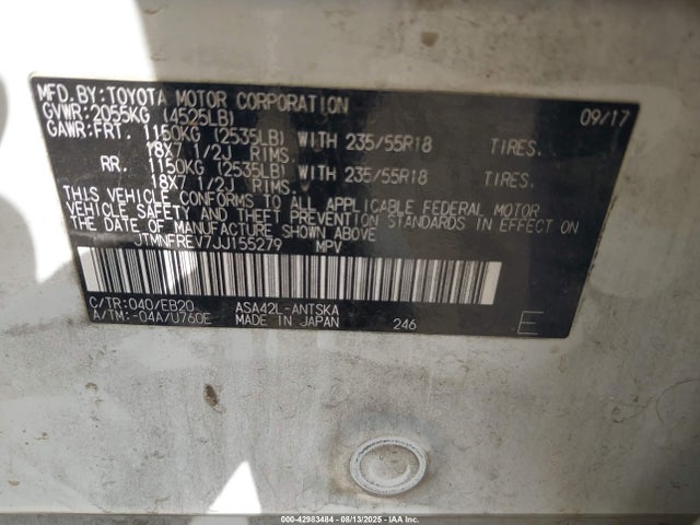 JTMNFREV7JJ155279 Toyota 2ar-fe