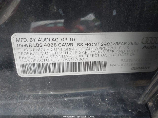 2010 AUDI A4 WAUHFAFL8AN011936 Photo 8
